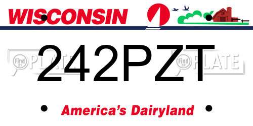 242PZT Wisconsin License Plate