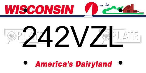 242VZL Wisconsin License Plate