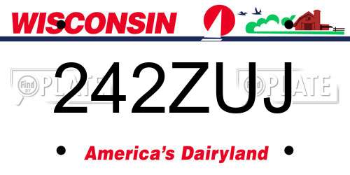 242ZUJ Wisconsin License Plate