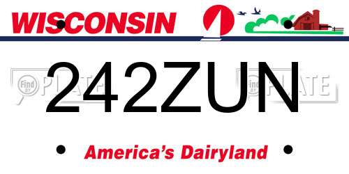242ZUN Wisconsin License Plate