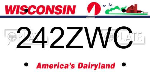 242ZWC Wisconsin License Plate