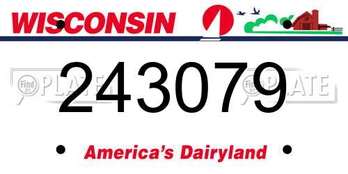 243079 Wisconsin License Plate