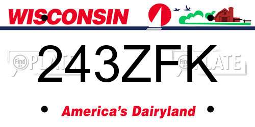 243ZFK Wisconsin License Plate