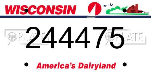 244475 Wisconsin License Plate