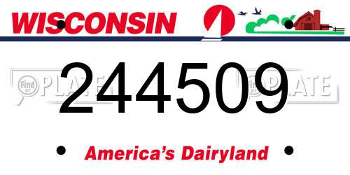 244509 Wisconsin License Plate