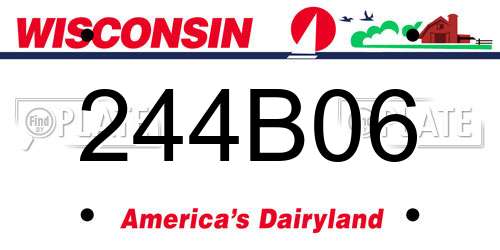 244B06 Wisconsin License Plate