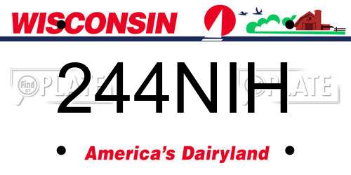 244NIH Wisconsin License Plate