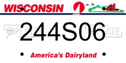 244S06 Wisconsin License Plate