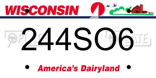 244SO6 Wisconsin License Plate