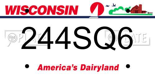 244SQ6 Wisconsin License Plate