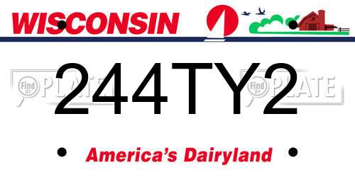 244TY2 Wisconsin License Plate