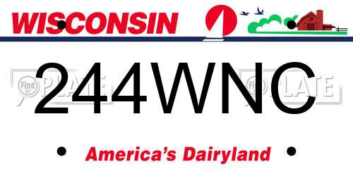 244WNC Wisconsin License Plate