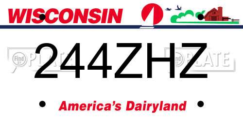 244ZHZ Wisconsin License Plate