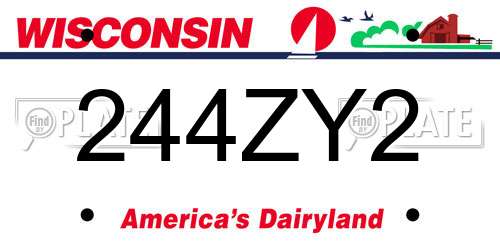 244ZY2 Wisconsin License Plate