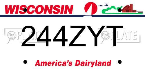 244ZYT Wisconsin License Plate