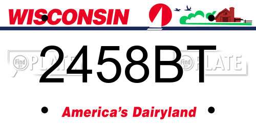 2458BT Wisconsin License Plate