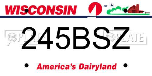 245BSZ Wisconsin License Plate