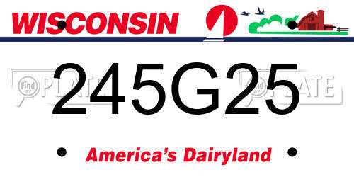 245G25 Wisconsin License Plate