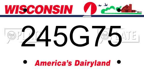 245G75 Wisconsin License Plate