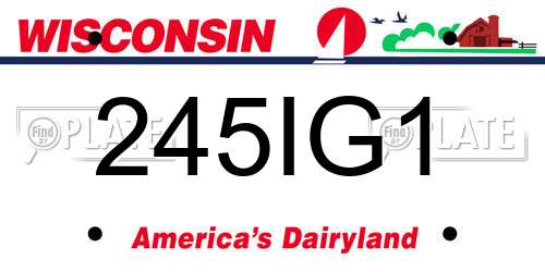 245IG1 Wisconsin License Plate