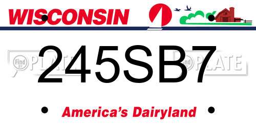 245SB7 Wisconsin License Plate