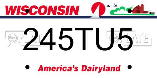245TU5 Wisconsin License Plate
