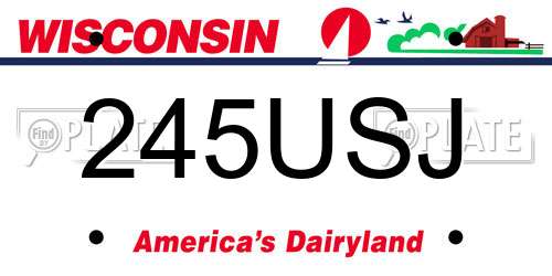 245USJ Wisconsin License Plate