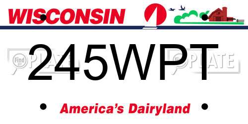 245WPT Wisconsin License Plate