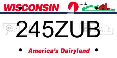 245ZUB Wisconsin License Plate