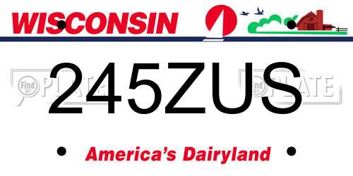 245ZUS Wisconsin License Plate