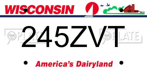 245ZVT Wisconsin License Plate