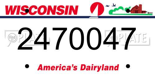 2470047 Wisconsin License Plate