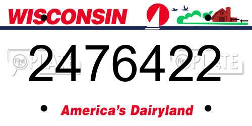 2476422 Wisconsin License Plate