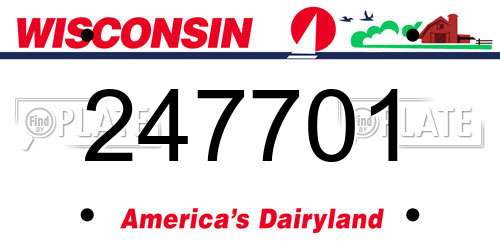 247701 Wisconsin License Plate