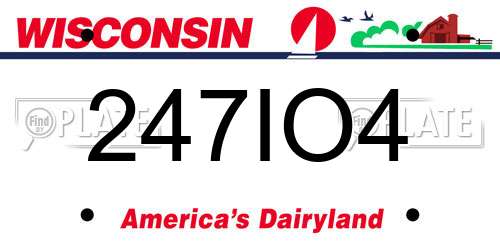 247IO4 Wisconsin License Plate