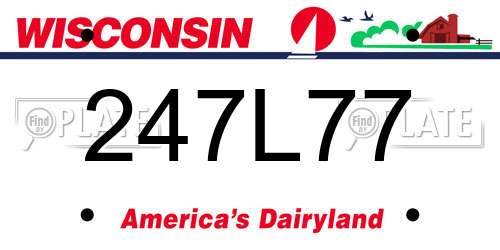 247L77 Wisconsin License Plate