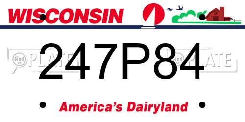 247P84 Wisconsin License Plate