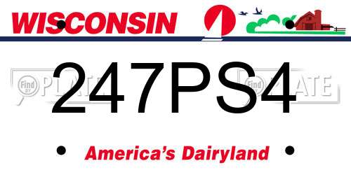 247PS4 Wisconsin License Plate