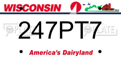 247PT7 Wisconsin License Plate
