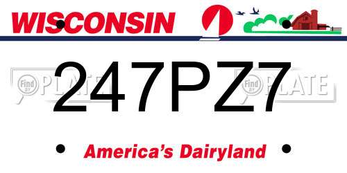 247PZ7 Wisconsin License Plate