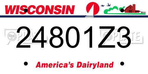 24801Z3 Wisconsin License Plate