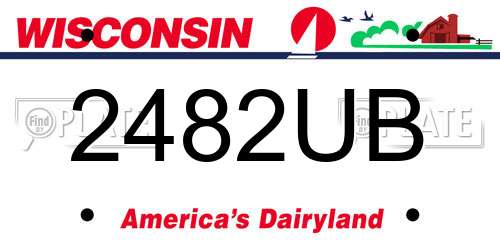 2482UB Wisconsin License Plate