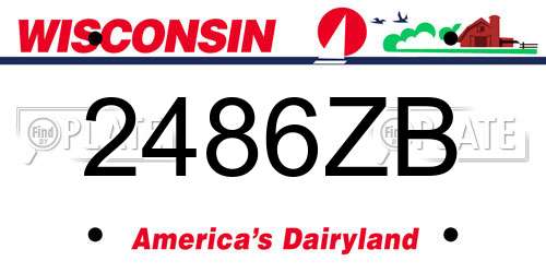 2486ZB Wisconsin License Plate