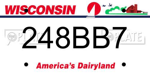 248BB7 Wisconsin License Plate