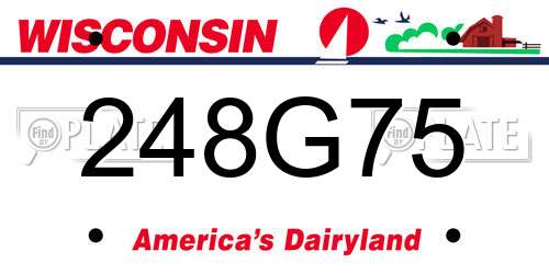 248G75 Wisconsin License Plate