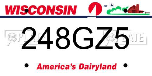 248GZ5 Wisconsin License Plate