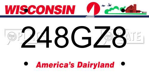 248GZ8 Wisconsin License Plate