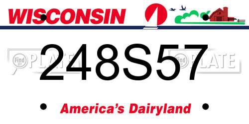 248S57 Wisconsin License Plate