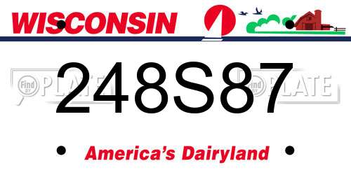 248S87 Wisconsin License Plate