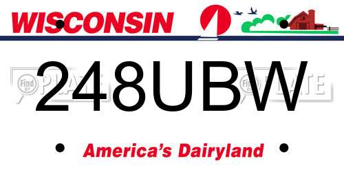 248UBW Wisconsin License Plate